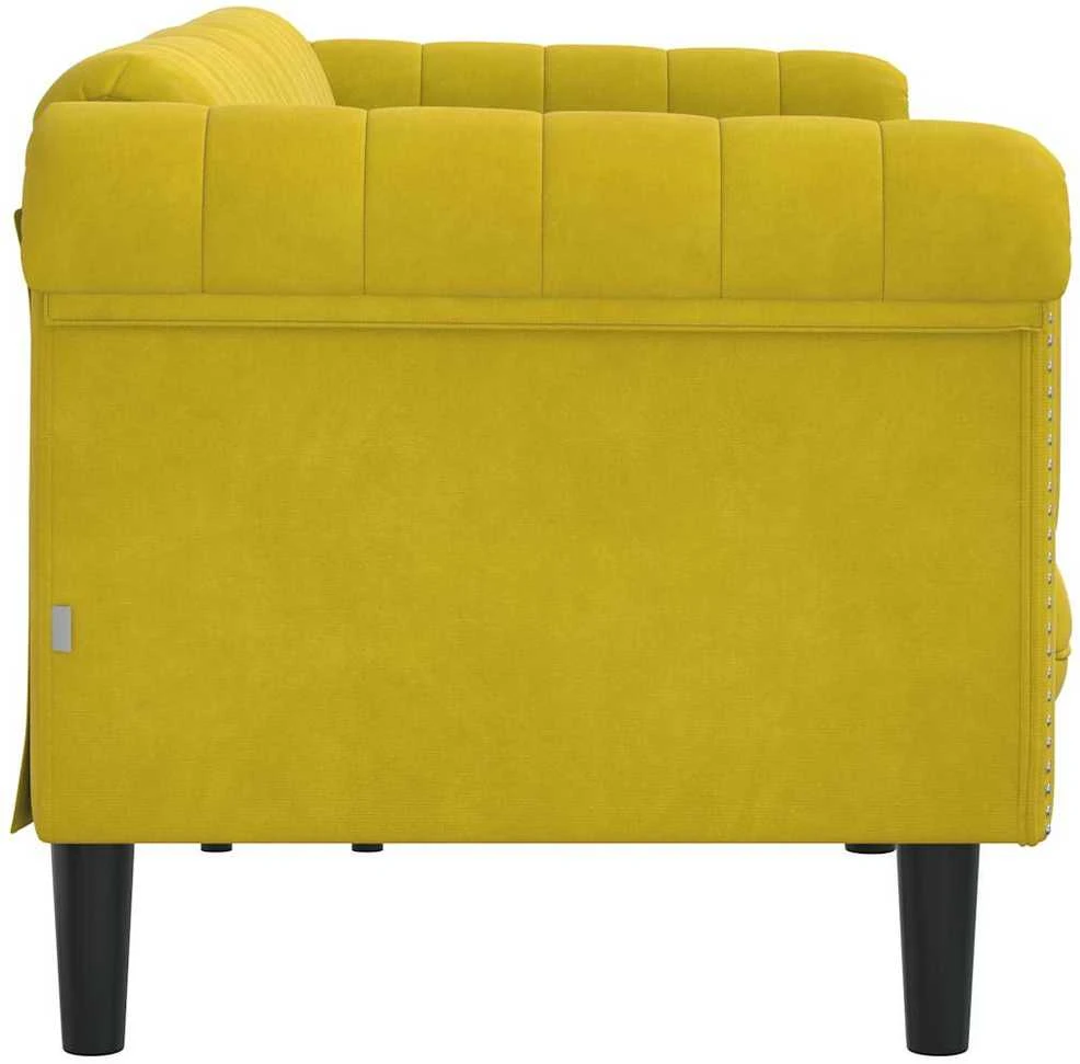 Trivietė sofa, geltonos spalvos, aksomas