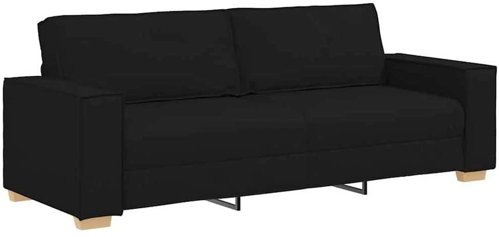 Trivietė sofa, juoda, 220x78x84 cm, audinys