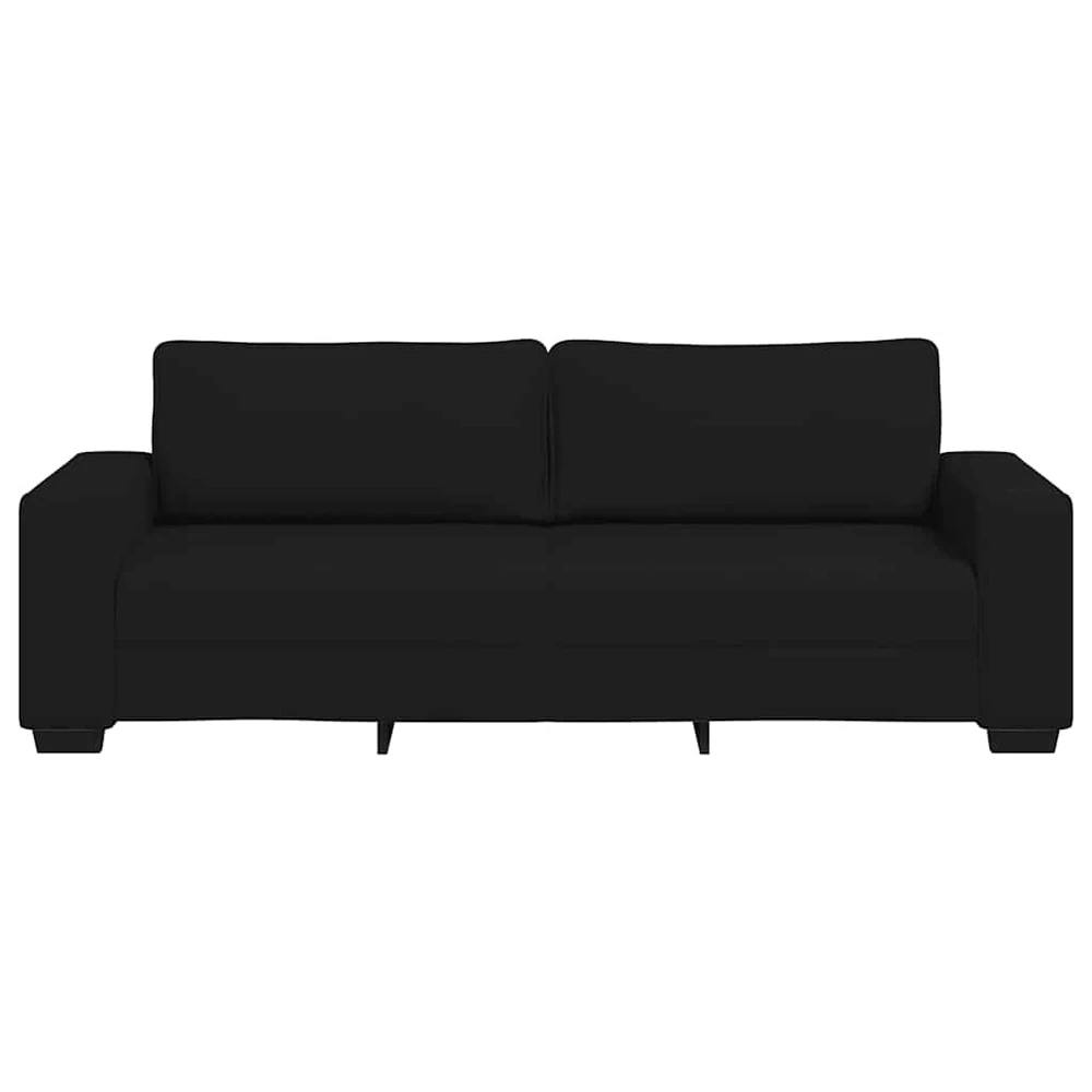 Trivietė sofa, juoda, 220x77x82 cm, audinys