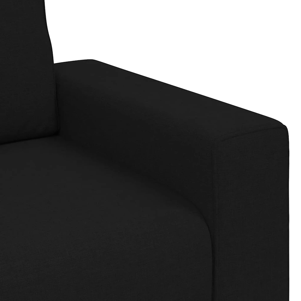 Trivietė sofa, juoda, 220x77x82 cm, audinys