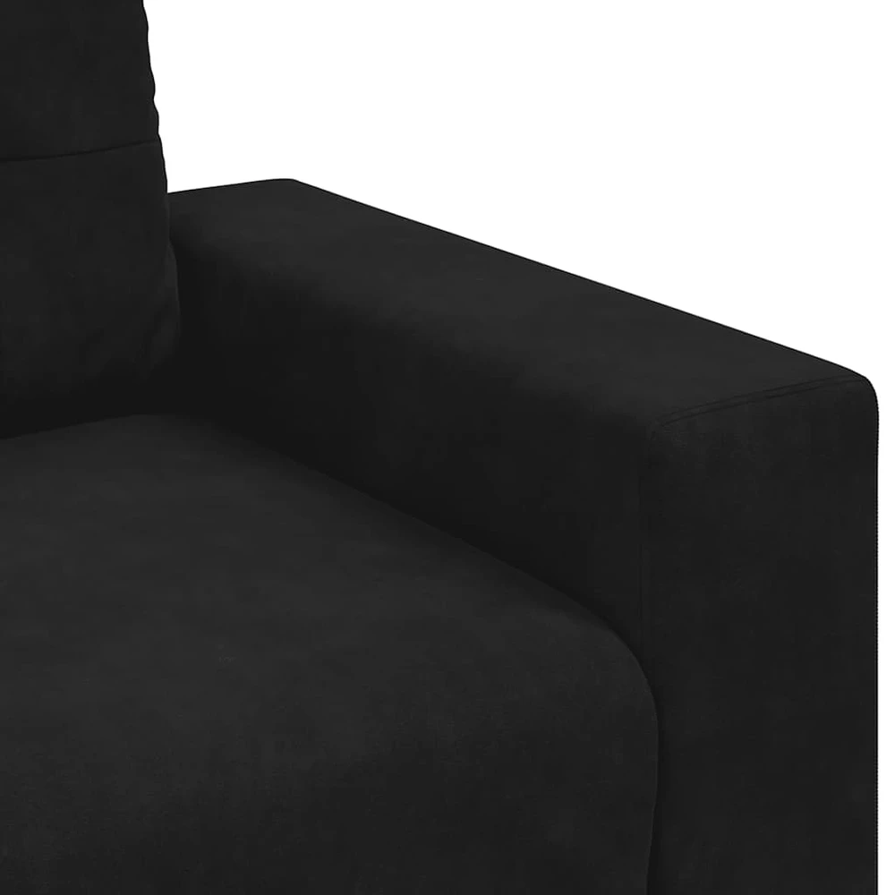 Trivietė sofa, juoda, 220x78x80 cm, aksominė