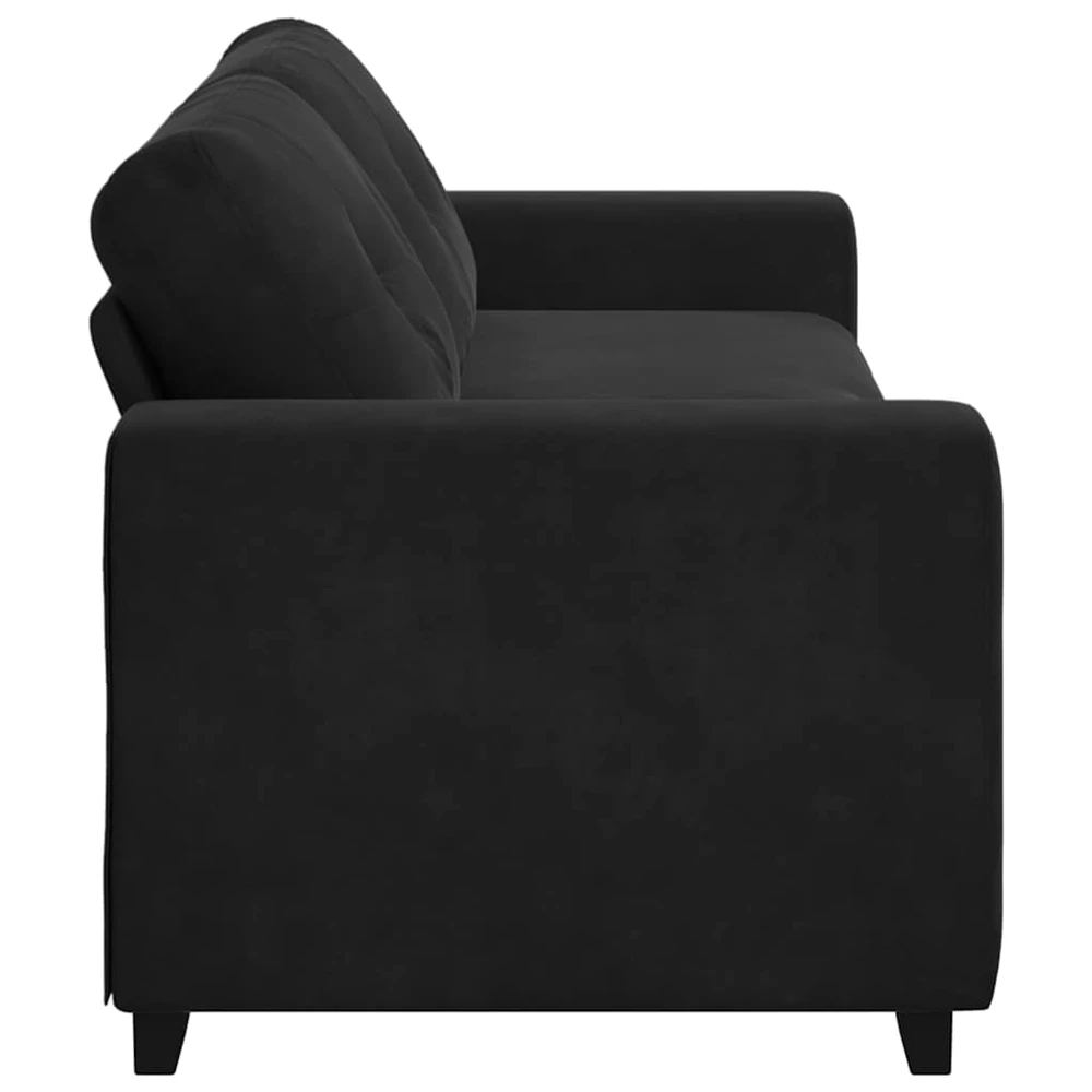 Trivietė sofa, juoda, 220x78x80 cm, aksominė