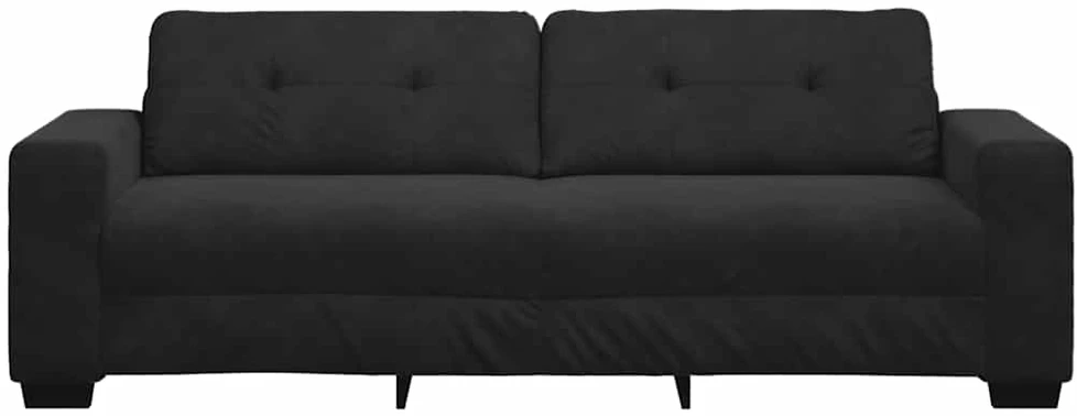 Trivietė sofa, juoda, 220x78x80 cm, aksominė
