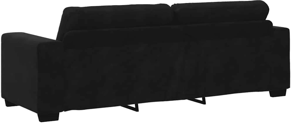 Trivietė sofa, juoda, 220x78x80 cm, aksominė