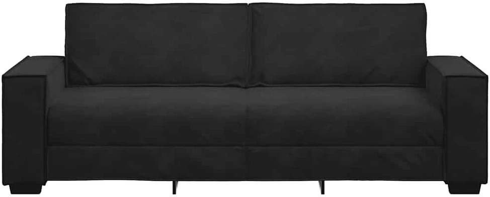 Trivietė sofa, juoda, 220x78x84 cm, aksominė
