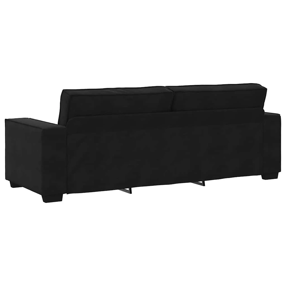 Trivietė sofa, juoda, 220x78x84 cm, aksominė