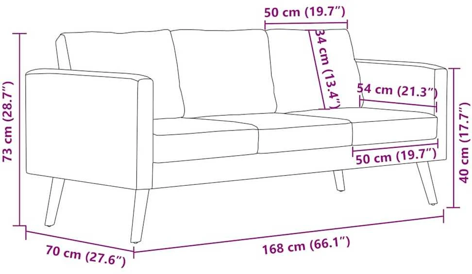 Trivietė sofa, juoda, audinys