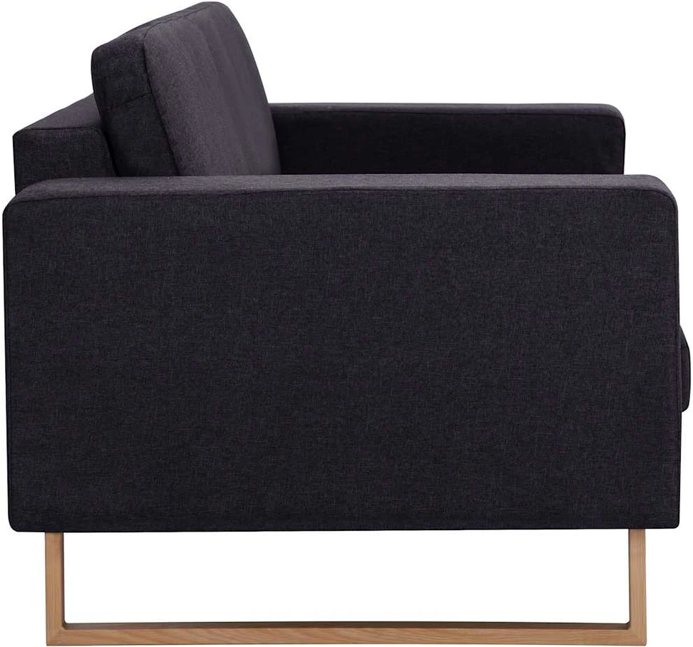 Trivietė sofa, juoda, audinys