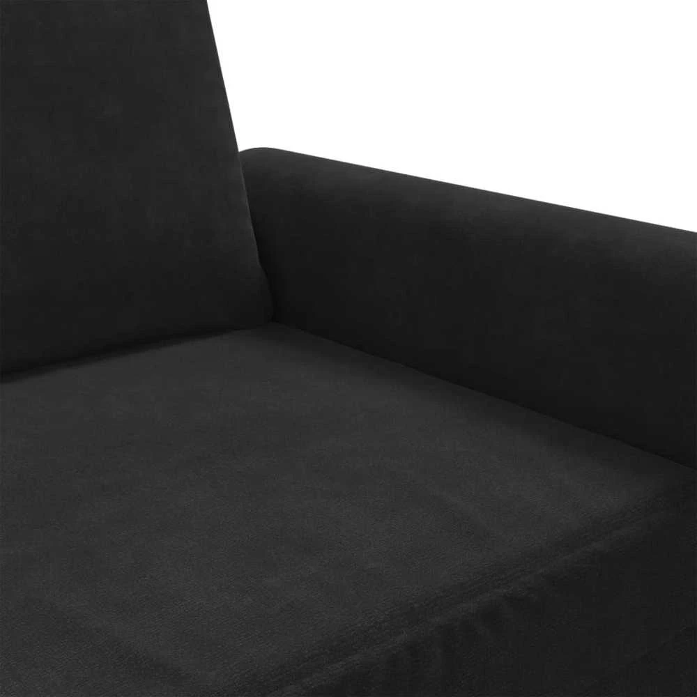 Trivietė sofa, juodos spalvos, 180cm, aksomas