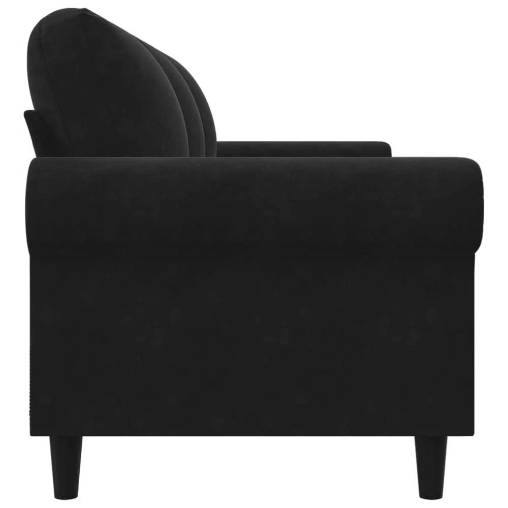 Trivietė sofa, juodos spalvos, 180cm, aksomas
