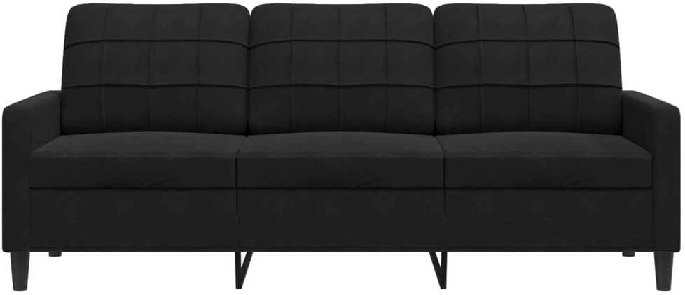 Trivietė sofa, juodos spalvos, 180cm, aksomas
