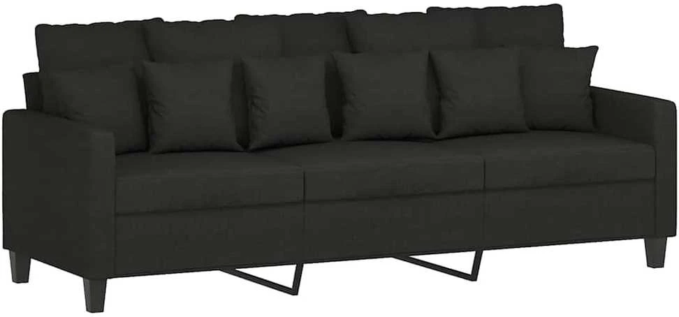 Trivietė sofa, juodos spalvos, 180cm, audinys