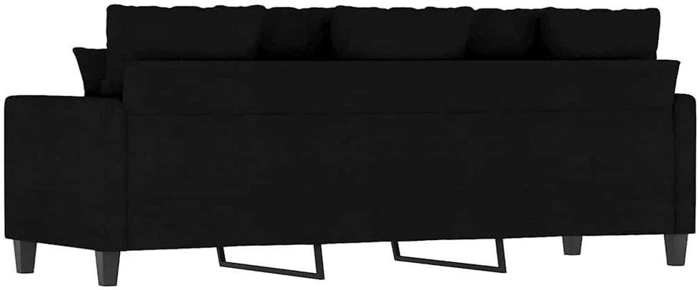 Trivietė sofa, juodos spalvos, 180cm, audinys