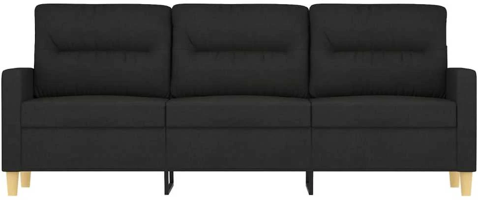 Trivietė sofa, juodos spalvos, 180cm, audinys