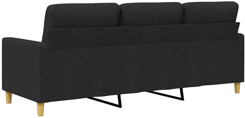 Trivietė sofa, juodos spalvos, 180cm, audinys