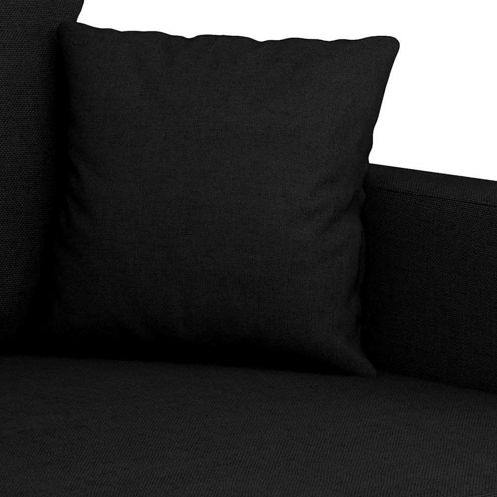 Trivietė sofa, juodos spalvos, 180cm, audinys