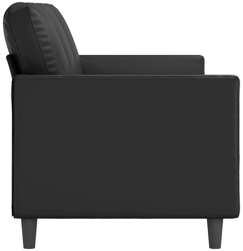 Trivietė sofa, juodos spalvos, 180cm, dirbtinė oda