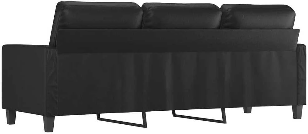 Trivietė sofa, juodos spalvos, 180cm, dirbtinė oda