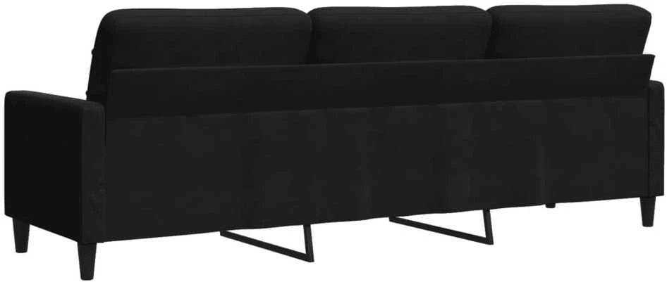 Trivietė sofa, juodos spalvos, 210cm, aksomas