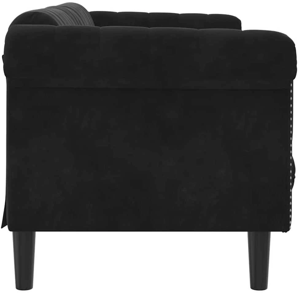 Trivietė sofa, juodos spalvos, aksomas