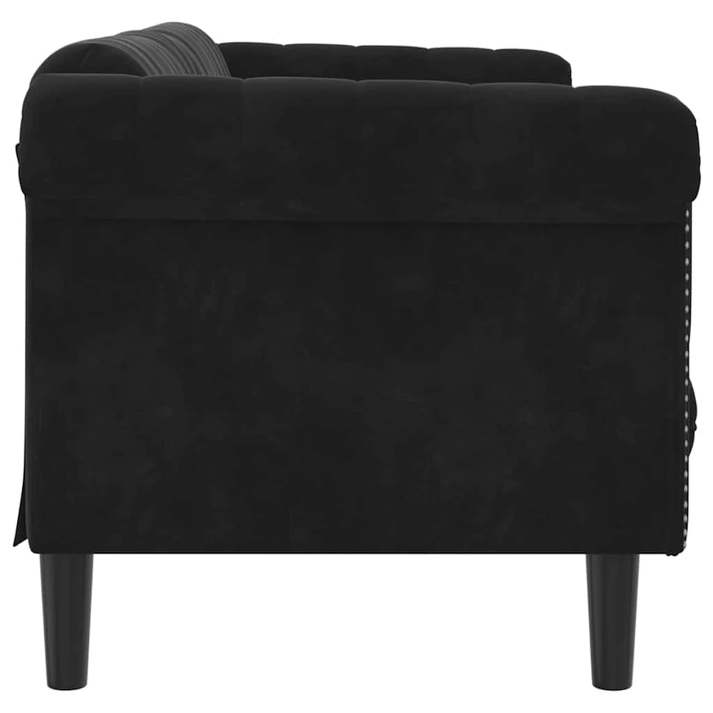 Trivietė sofa, juodos spalvos, aksomas
