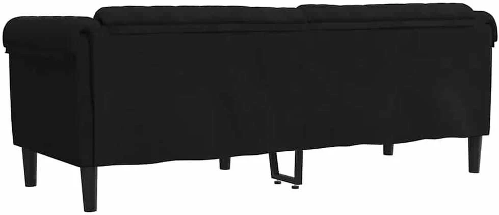 Trivietė sofa, juodos spalvos, aksomas