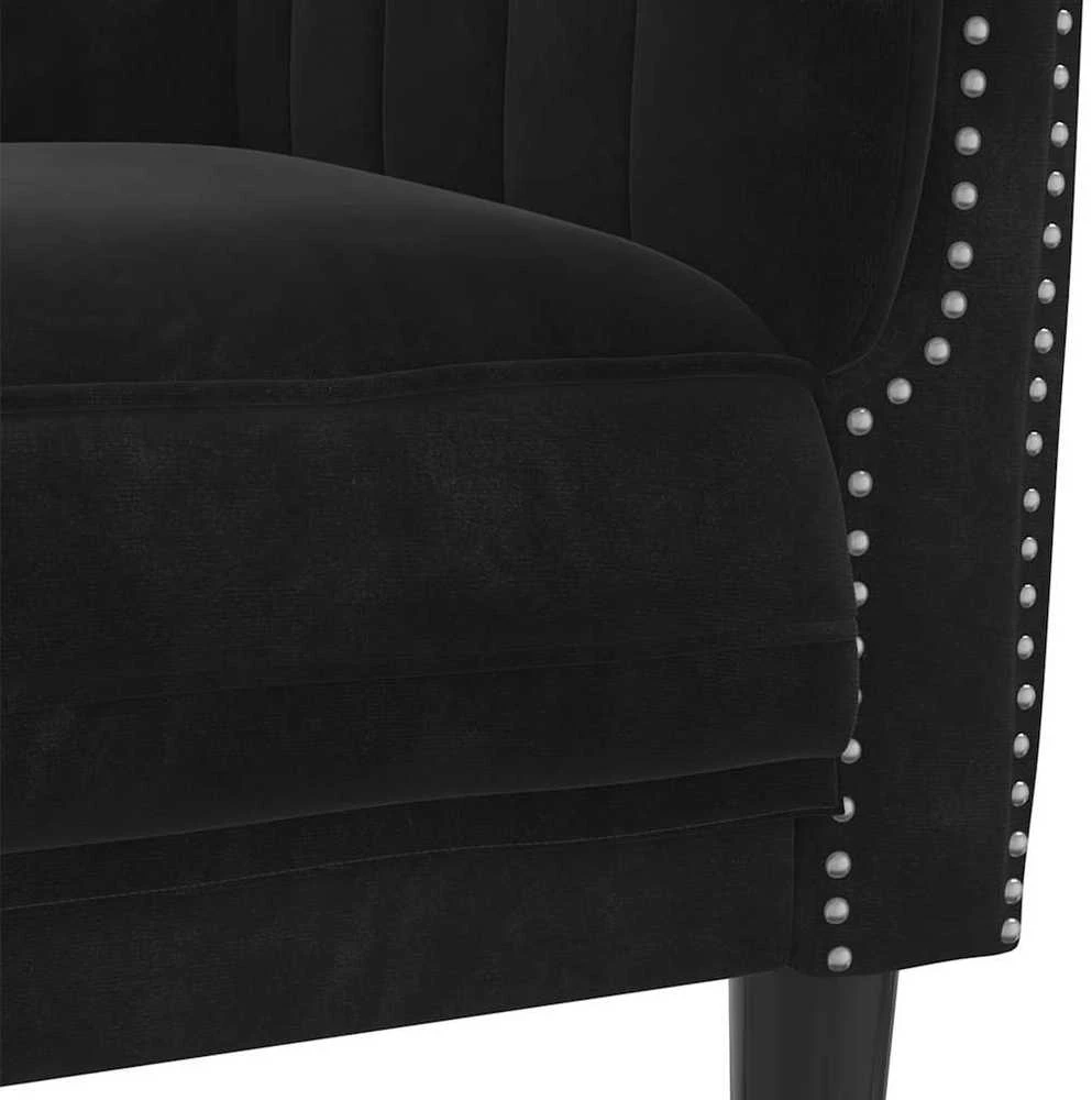 Trivietė sofa, juodos spalvos, aksomas