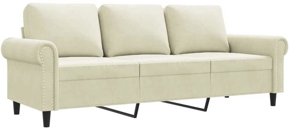 Trivietė sofa, kreminės spalvos, 180cm, aksomas