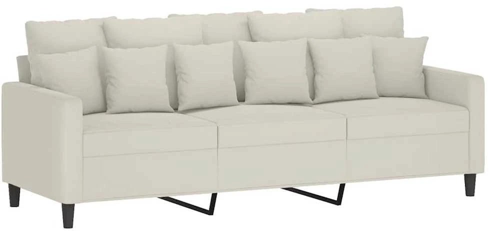 Trivietė sofa, kreminės spalvos, 180cm, aksomas
