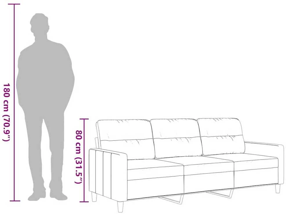 Trivietė sofa, kreminės spalvos, 180cm, audinys