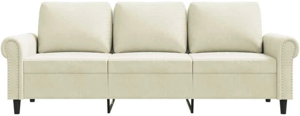 Trivietė sofa, kreminės spalvos, 180cm, aksomas