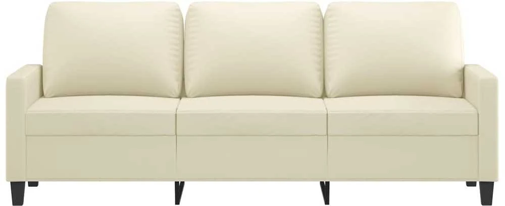 Trivietė sofa, kreminės spalvos, 180cm, dirbtinė oda