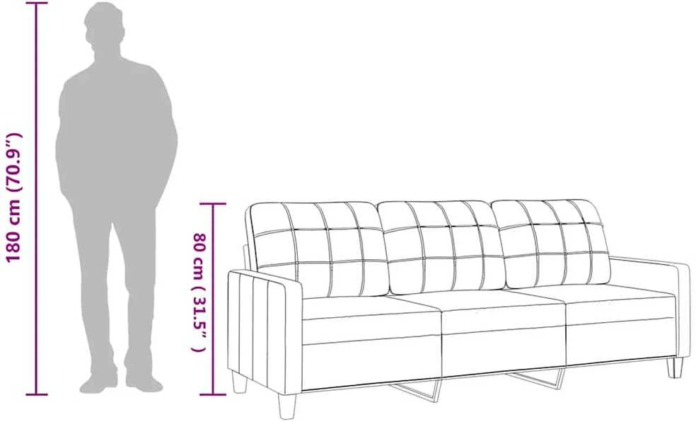 Trivietė sofa, kreminės spalvos, 180cm, dirbtinė oda