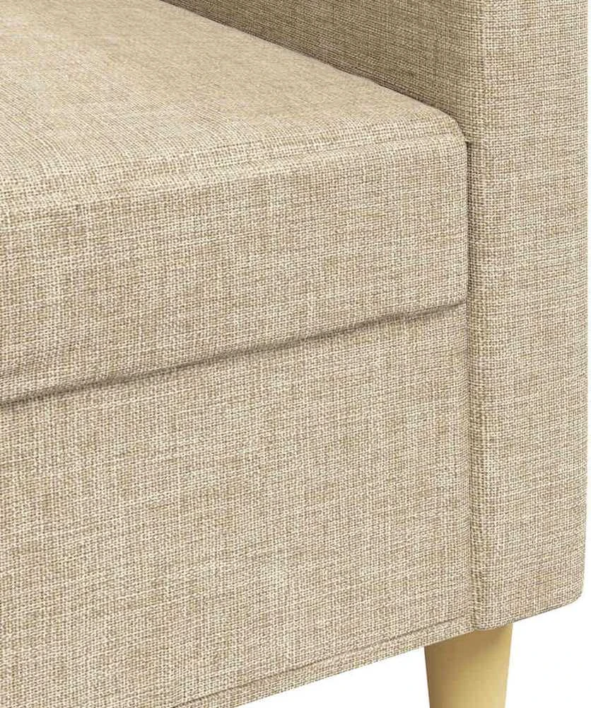 Trivietė sofa, kreminės spalvos, 210cm, audinys