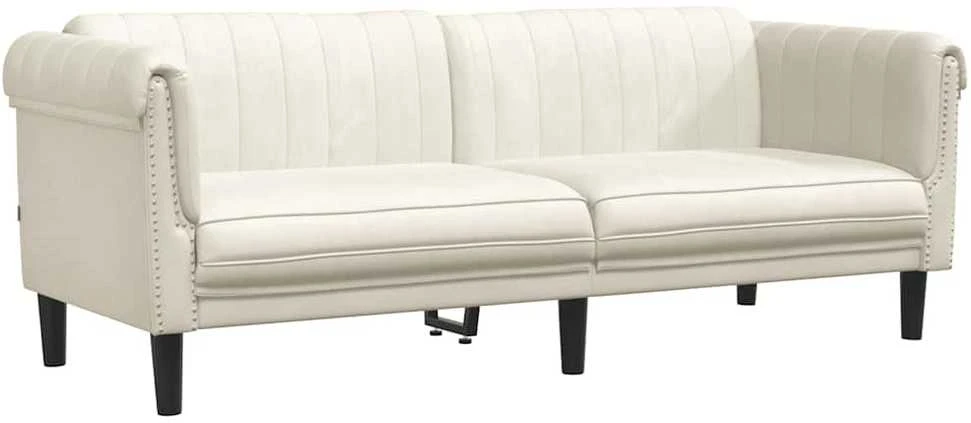 Trivietė sofa, kreminės spalvos, aksomas