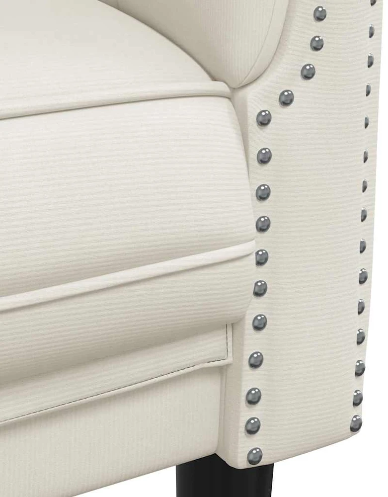 Trivietė sofa, kreminės spalvos, aksomas