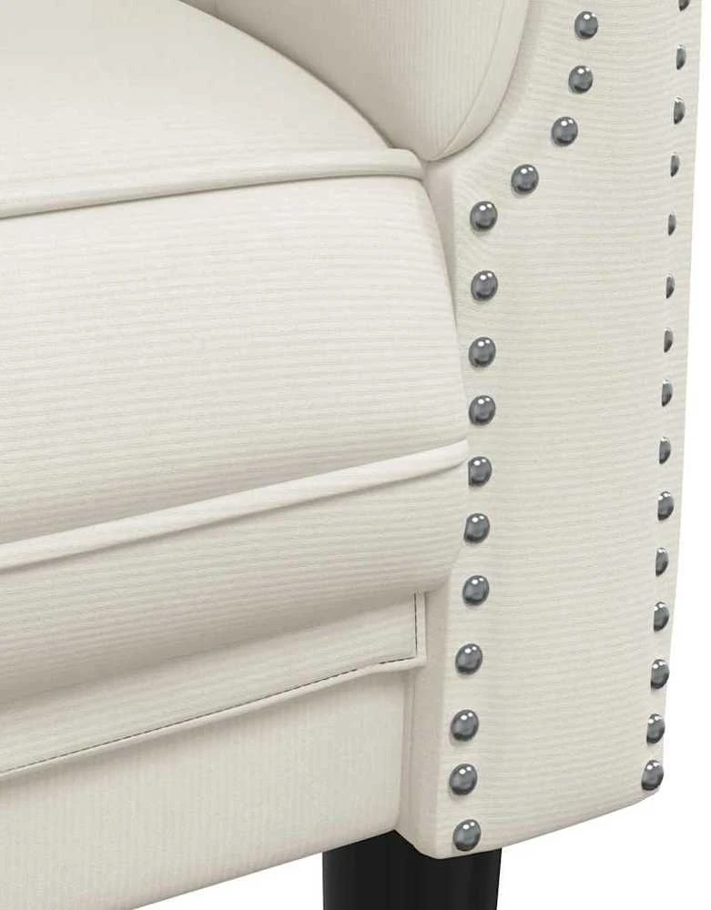 Trivietė sofa, kreminės spalvos, aksomas