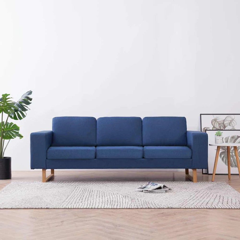 Trivietė sofa, mėlyna, audinys