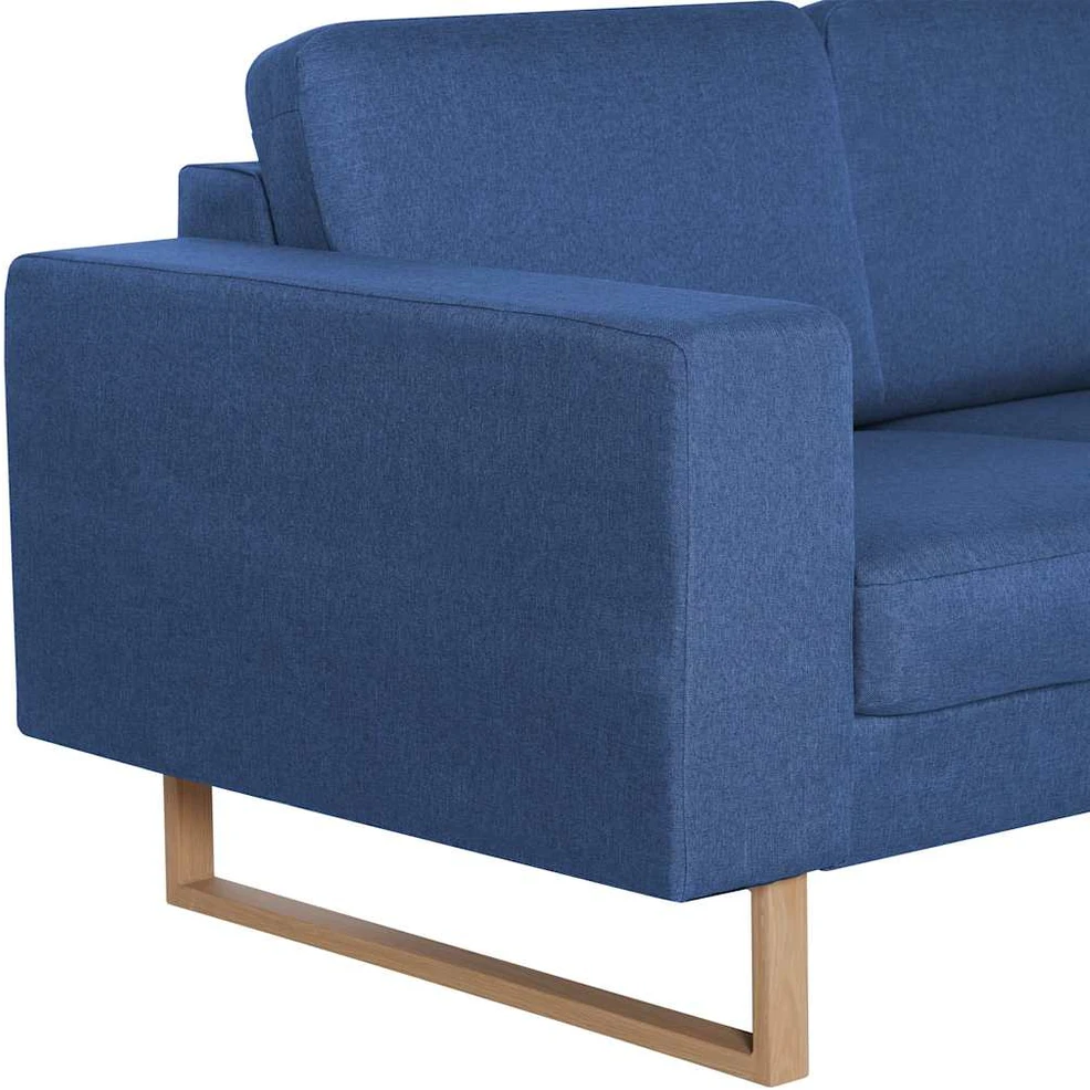 Trivietė sofa, mėlyna, audinys