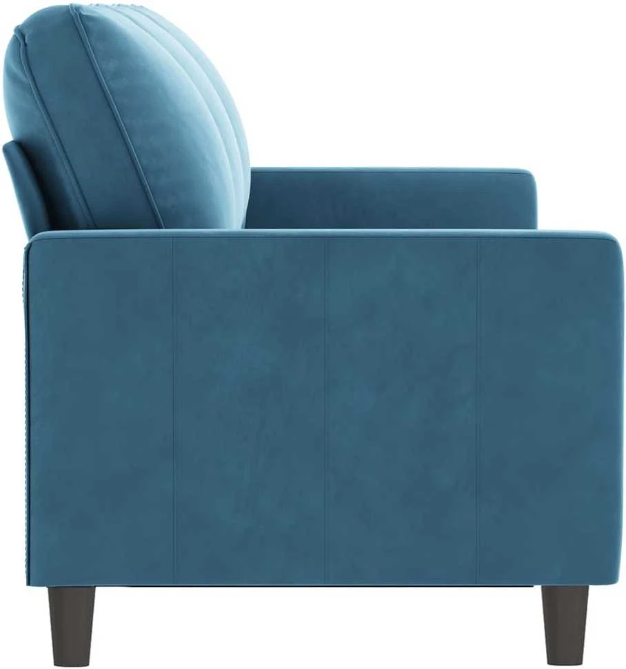 Trivietė sofa, mėlynos spalvos, 180cm, aksomas