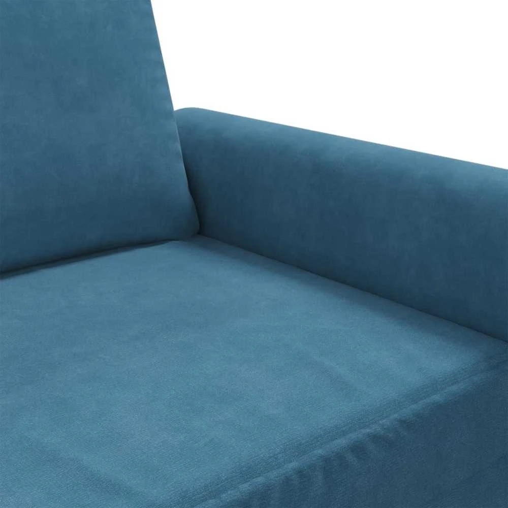 Trivietė sofa, mėlynos spalvos, 180cm, aksomas