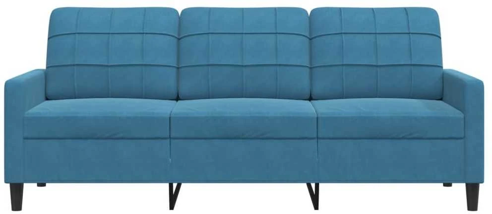 Trivietė sofa, mėlynos spalvos, 180cm, aksomas