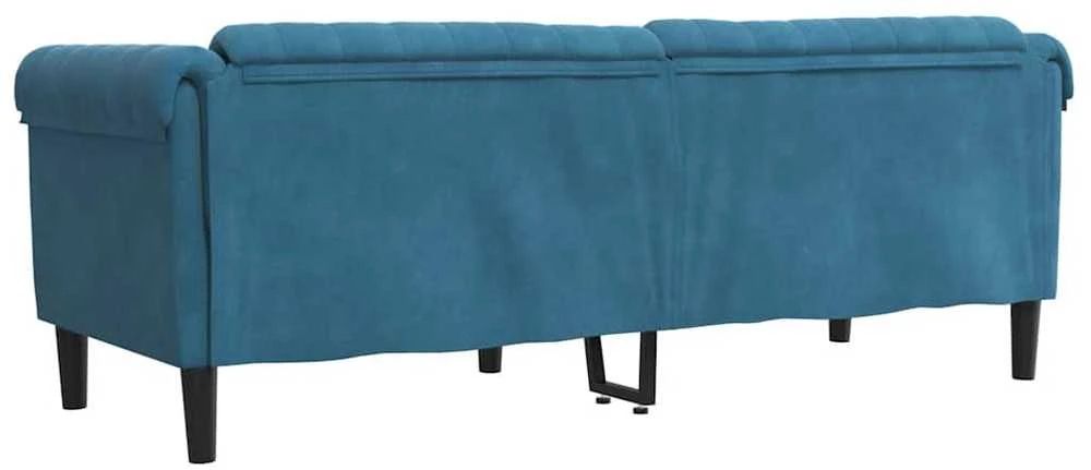 Trivietė sofa, mėlynos spalvos, aksomas