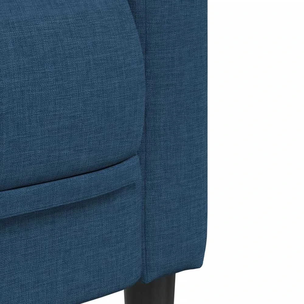 Trivietė sofa, mėlynos spalvos, audinys