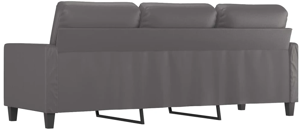Trivietė sofa, pilkos spalvos, 180cm, dirbtinė oda