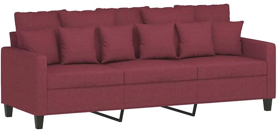 Trivietė sofa, raudonojo vyno spalvos, 180cm, audinys