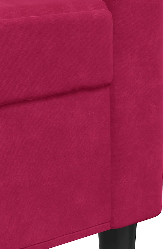 Trivietė sofa, raudonojo vyno spalvos, 180cm, aksomas