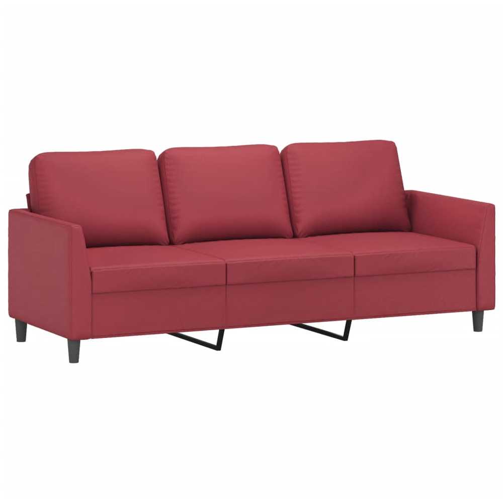 Trivietė sofa, raudonojo vyno spalvos, 180cm, dirbtinė oda
