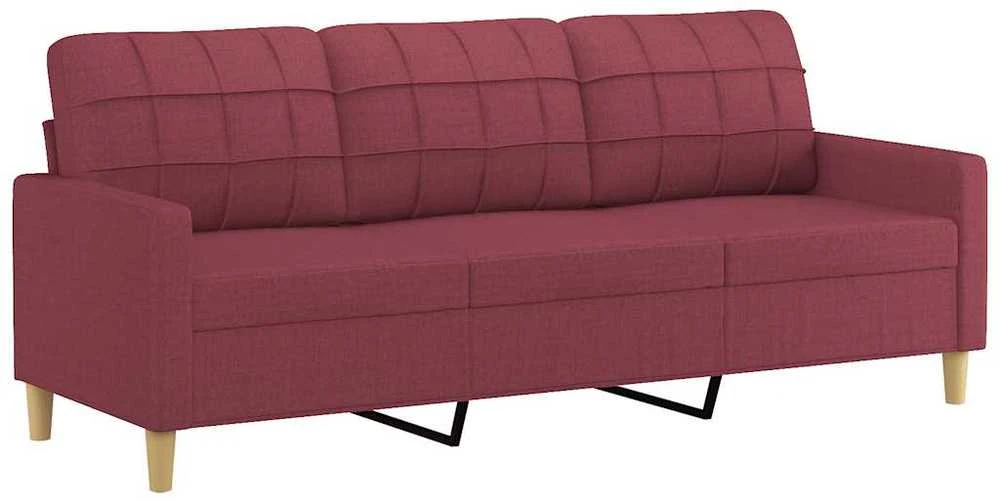Trivietė sofa, raudonojo vyno spalvos, 180cm, audinys