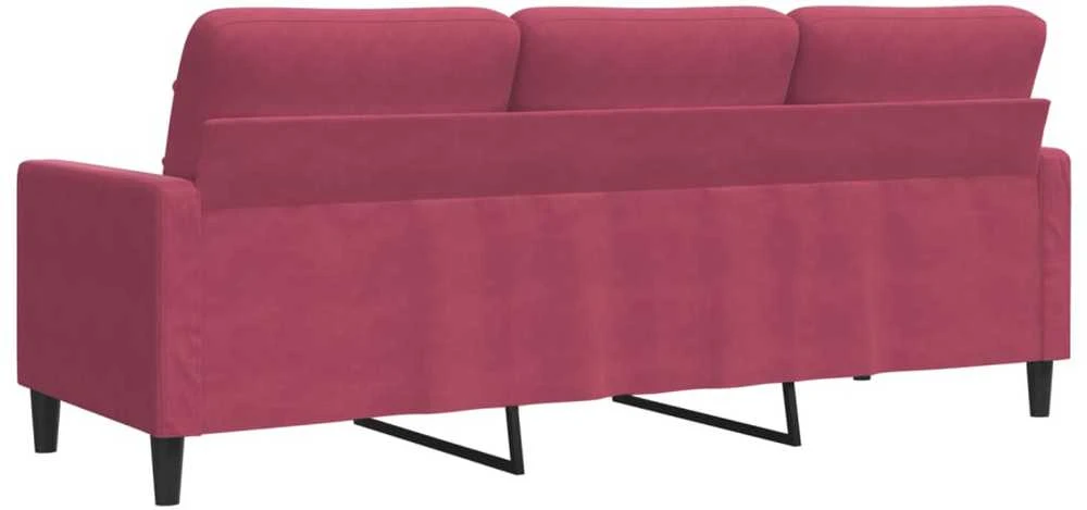 Trivietė sofa, raudonojo vyno spalvos, 180cm, aksomas